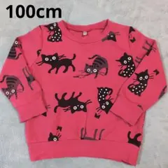 【匿名配送】猫プリント 裏起毛 トレーナー 100cm