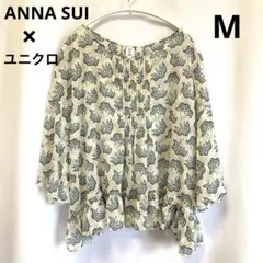 未使用⭐️アナスイ　ユニクロ　コラボ　花柄シフォンブラウス　ケープスリーブ　フリル