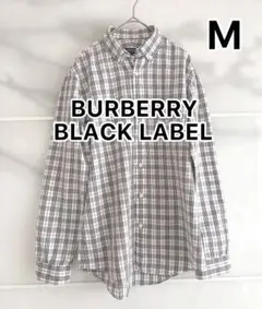 【バーバリーブラックレーベル】チェック/シャツ/ホワイト×グレー/白/M【人気】