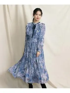 ジルバイジルスチュアート ビックシアーフラワーワンピース ブルー