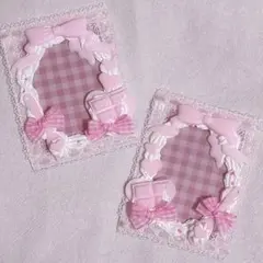 ホイップデコ トレカケース ペア 量産型 ガーリーリボン ピンク 垂れチョコ ♡