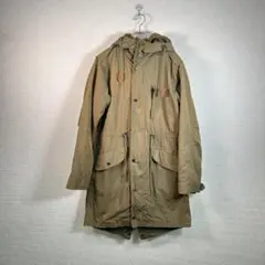 中綿ボア付き カーキ ミリタリー モッズコート 古着 M〜L相当
