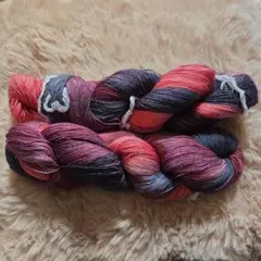 スーパーウォッシュメリノウール　200g　毛糸　マルチカラー　赤　黒