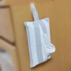 ティッシュケース ハンドメイド 吊り下げ可 グレー