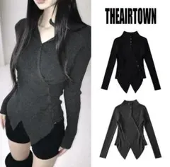 THEAIRTOWN】BLACK 2色 ストラップ シャツ シズニルック - メルカリ
