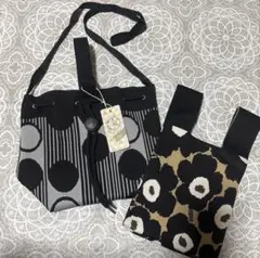 D.KELLY ニット 巾着 ショルダーバッグ＆ニットトートバッグ 2点セット