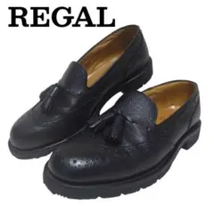 【美品】リーガル　ローファー　タッセル　23cm W143 ウイングチップ　黒 美品】リーガル ローファー タッセル 23cm W143 ウイングチップ