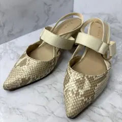 ✨RANDA バックストラップパンプス ベージュ アニマル　ヘビ柄　22.5