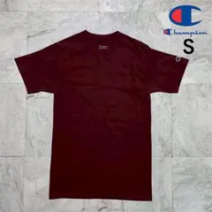 チャンピオン　Tシャツ　メンズ　S　袖ロゴ　半袖　ワインレッド　レディース　綿