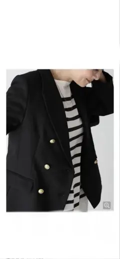 ハグオーワー＊クロスアンドクロス＊ リネンダブルブレストジャケット＊ブラック ハグオーワー☆クロス ツイルダブルブレストジャケット ハグオーワー