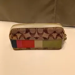 Coach パッチワークポーチ ブラウン/マルチカラー
