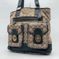 美品　COACH シグネチャー レガシー トートバッグ ターンロック ow103