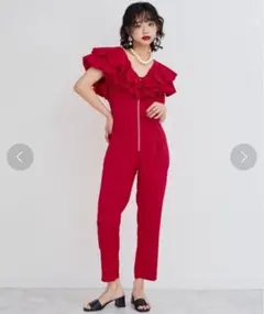 新品未着用 【Narcissus】フリルロンパース　ナルシス レッド