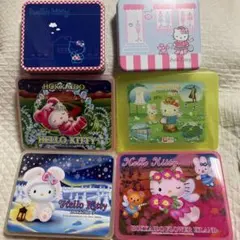 平成レトロ　サンリオ　キティ　レターセットの空ケース　缶　北海道　海外　6個