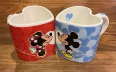 ディズニー　ミッキー&ミニー　ペア　ハートマグカップ