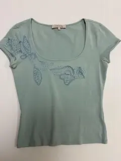 i BLUES 花柄刺繍 Tシャツ Sサイズ ミントグリーンのサムネイル