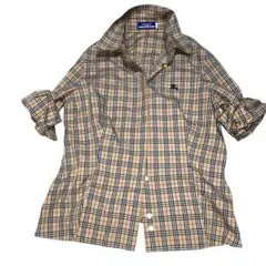 美品　バーバリーブルーレーベル　定番ノバチェックシャツ　ホースマーク　40