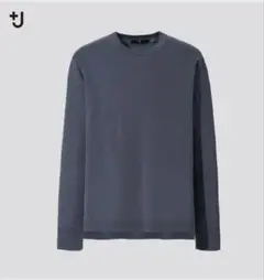 【+J】シルクコットンクルーネックセーター　グレー