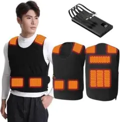 [foxseon] 電熱ベスト【前後10箇所発熱】充電式ヒート 前後独立温度設定