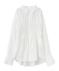 完売【COCODEAL】シャーリングウエストシャツ