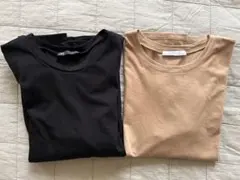 ⭐︎美品⭐︎ZARA 半袖 Tシャツ Sサイズ 2枚セット 黒 ベージュ ツイード