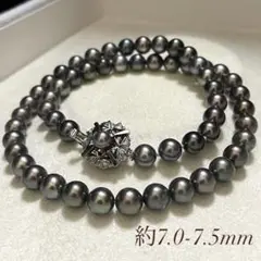 テリ良✨美品】 あこや本真珠 ネックレス 7.0-7.5 アコヤパール 黒真珠