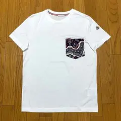 極美品〕モンクレール 刺繍ロゴ ホワイト Tシャツ M 国内正規品 5S545 