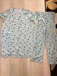 水色 花柄 マタニティ パジャマ 上下セット M〜L 西松屋