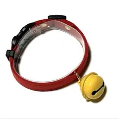 109ハンドメイド 無地レッド鈴付き 猫ちゃんの首輪