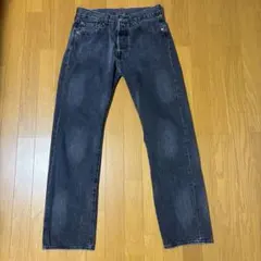 리바이스 501W32L32 후 염색 블랙 가죽 패치 빅 E 헌옷