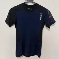 Reebok トレーニングウェア 半袖シャツ ストレッチ ネイビー Sサイズ