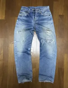 Levi's ビンテージ復刻501 リーバイス ボタン裏555 ダメージデニムのサムネイル