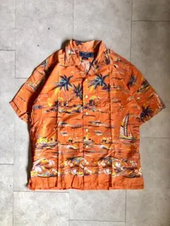 90s POLO SPORT コットンアロハ L