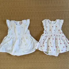 petit main 花柄ロンパース 2点セット　まとめ売り