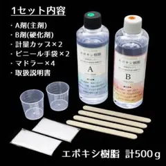 エポキシ樹脂 500g エポキシレジン 二液性レジン クリア ハード レジン液