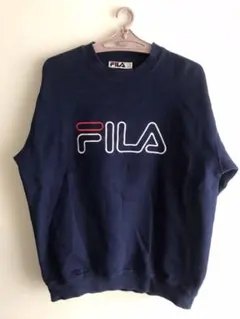 FILA トレーナー　古着　裏起毛　M フィラ　ネイビー