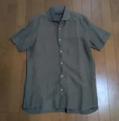 B:MING by BEAMS 半袖リネンシャツ L 麻100％ オリーブのサムネイル