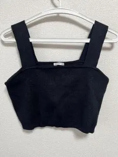 リブ編み ブラックビスチェ