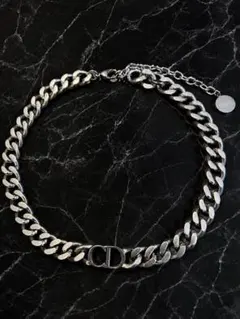 未使用級 Dior マルチチャーム リンクチェーンネックレス シルバー