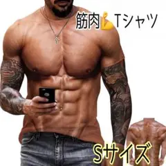 【筋肉Tシャツ】コスプレ　ハロウィン　Sサイズ　仮装　余興　メンズ　日焼け