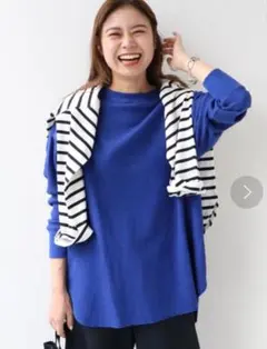 relume TCワッフルオーバーサイズロングスリーブTシャツ　ブルー
