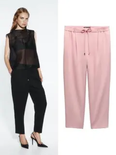 新品タグ付　ZARA ストリング入りフレアパンツ　クロップドパンツ