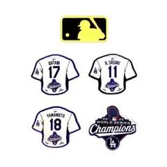 ドジャース　大谷翔平山本由伸佐々木朗希　ユニフォームMLBロゴ防水ステッカー5枚