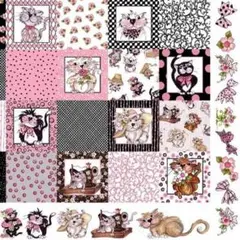 【廃版】USAコットン*ロラライハリス*パネル生地Fancy Cats