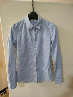 ୨*】様 ユニクロ 青と白のストライプ 長袖シャツ