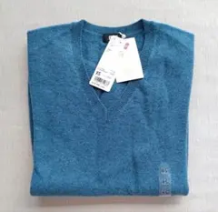 新品タグ付き カシミヤ Vネックセーター XS ブルー UNIQLO