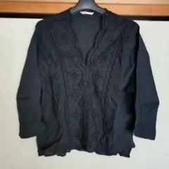 GLACIER 刺繍レース ブラウス ブラック M