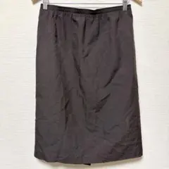 ユーズド✨ブラウン タイトスカート ひざ下丈 ウエストゴム 無地 薄手 きれいめ