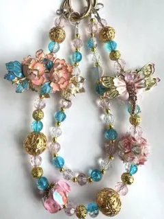 ピンクターコイズ 2way バッグチャーム 上品かわいい