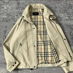 【短丈】バーバリーロンドン スウィングトップ ノバチェック ジップ ベージュ M